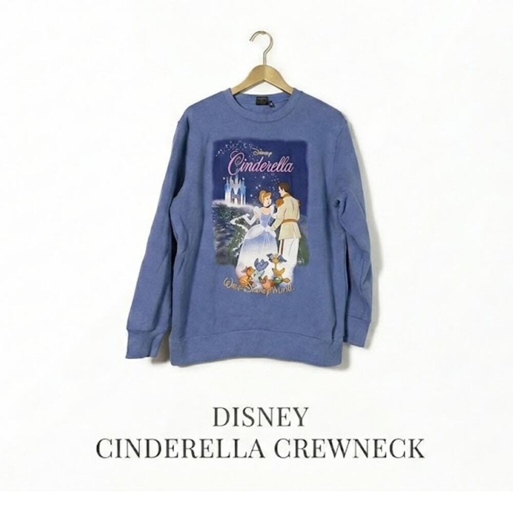 Disney Princess Cinderella Crewneck Blue Pullover Oversized Sweatshirt Small